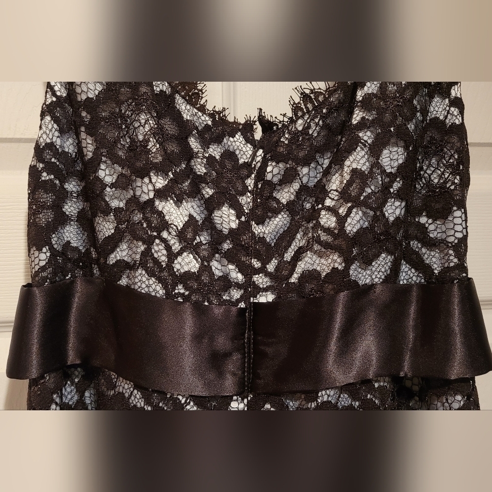 NWT $139 Coldwater Creek Women's Sleeveless Brownish Black Lace over Satin Dress - Picture 2 of 8
